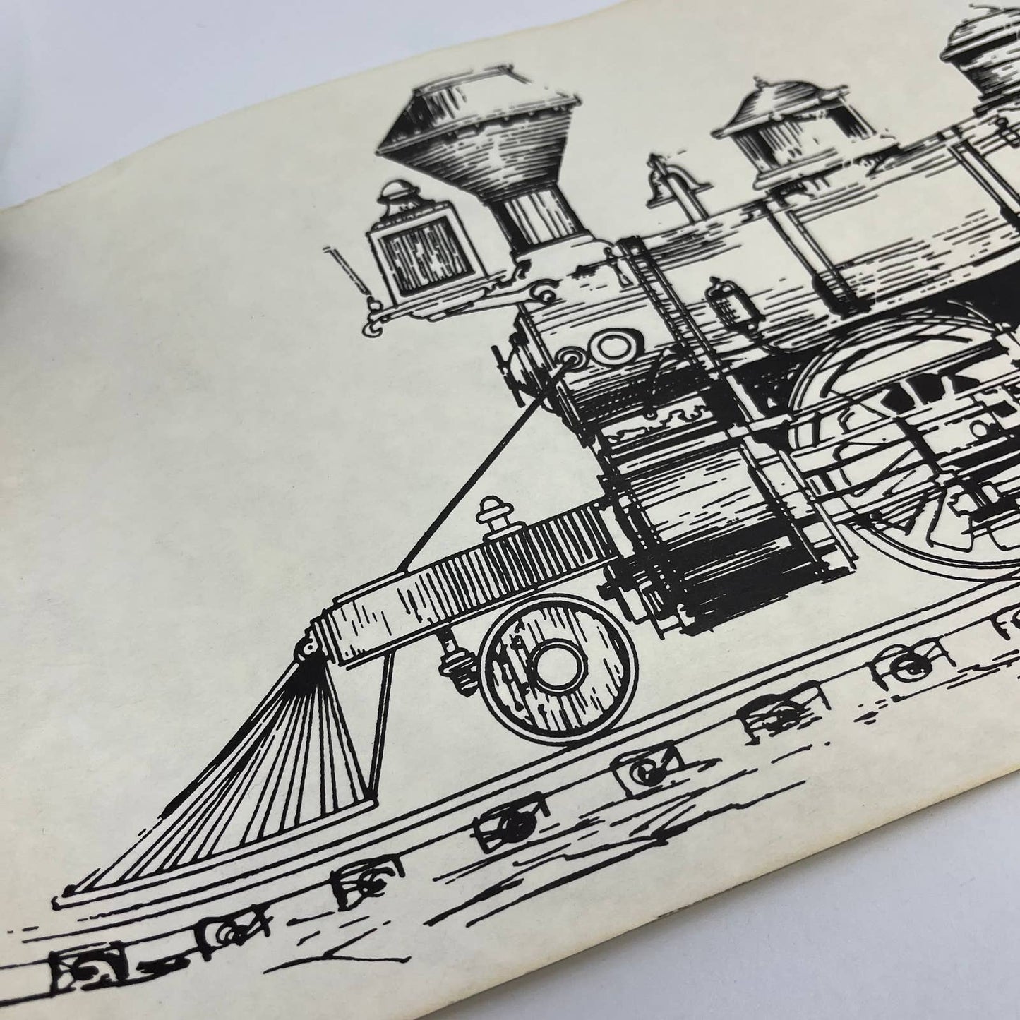 VTG Train Poster Parchment Mogul Locomotive Print 9.5”x25.5” Railroad Drawing RU1