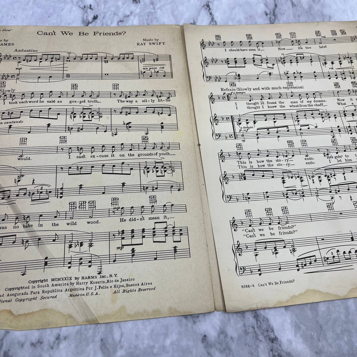 Can’t We Be Friends The Little Show sheet music Arthur Schwartz Howard Dietz TH5