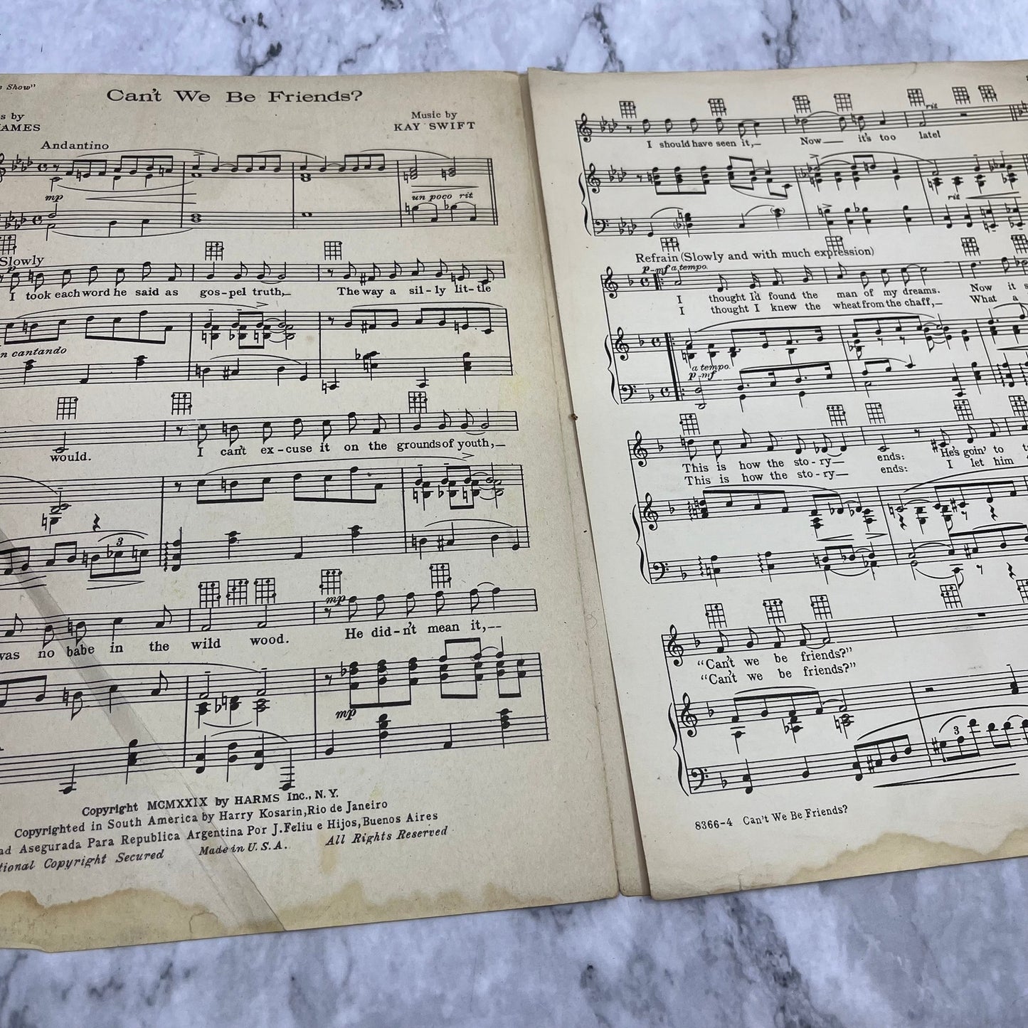 Can’t We Be Friends The Little Show sheet music Arthur Schwartz Howard Dietz V38