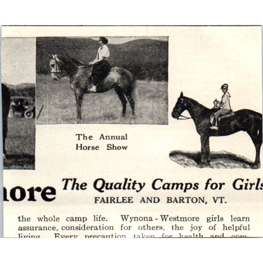 Camp Winnahkee for Girls Malletts Bay Lake Champlain Wm. H. Brown 1921 Ad TJ7-S8