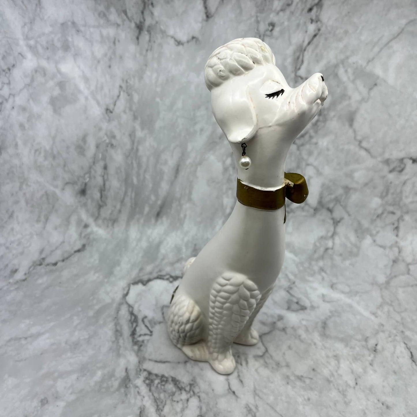 MCM Atomic Napcoware Long Neck Poodle Ceramic Faux Pearl Earrings 11" TI9