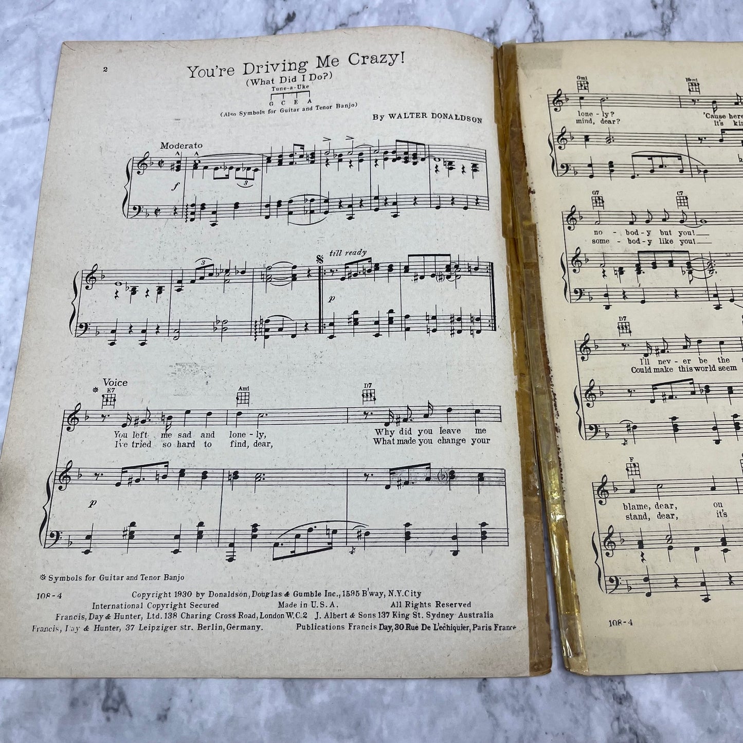 You're Driving Me Crazy (What did I do?) Sheet Music 1930 Walter Donaldson V39-4