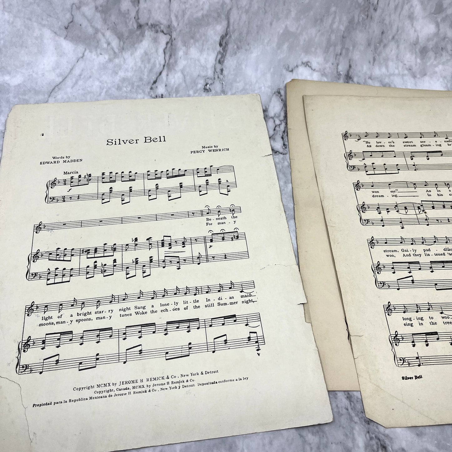 Silver Bell Native American Indians Percy Wenrich 1910 Sheet Music V37-5