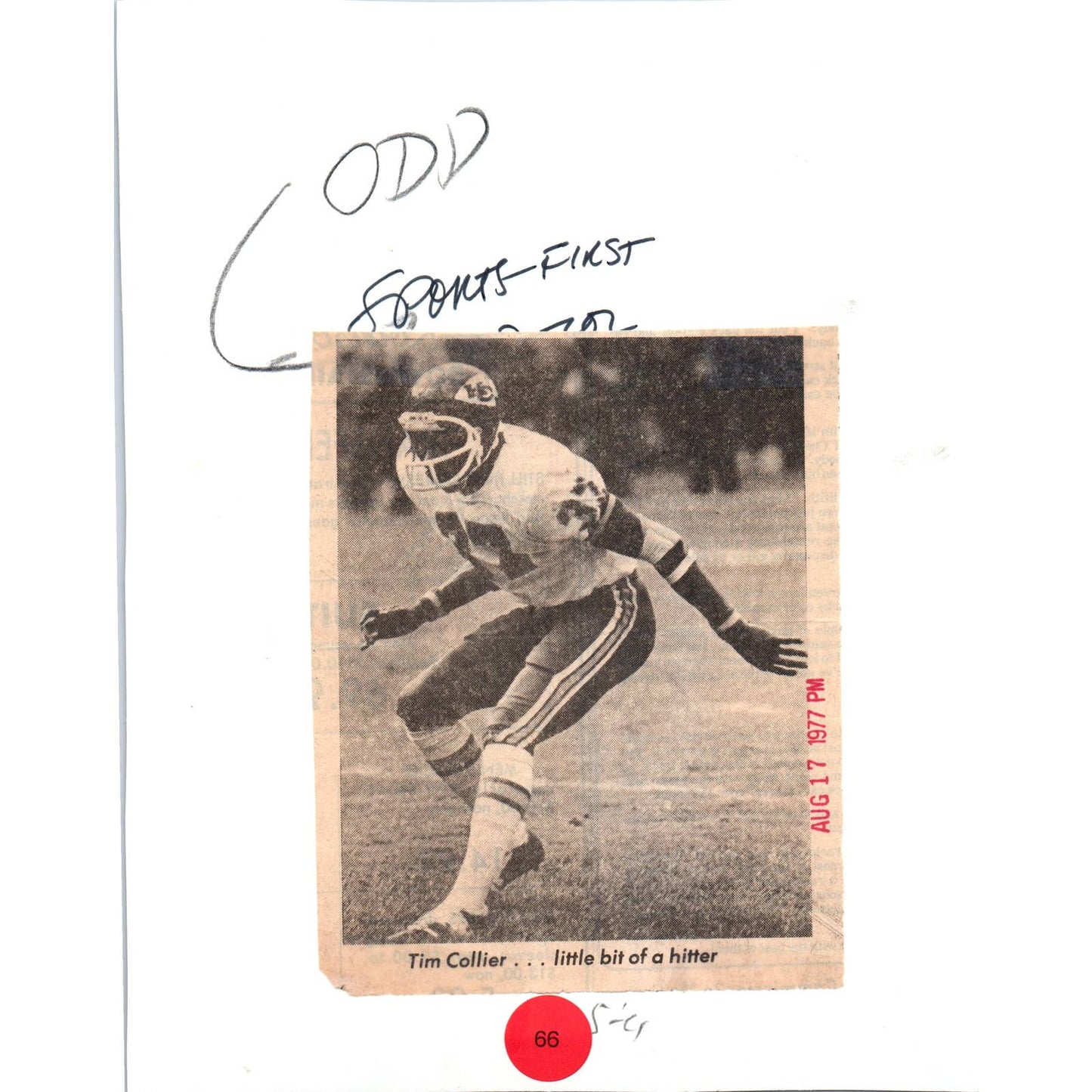 1977 Original Press Photo Football NFL Kansas City Chiefs Tim Collier 7x9 TK2-FP