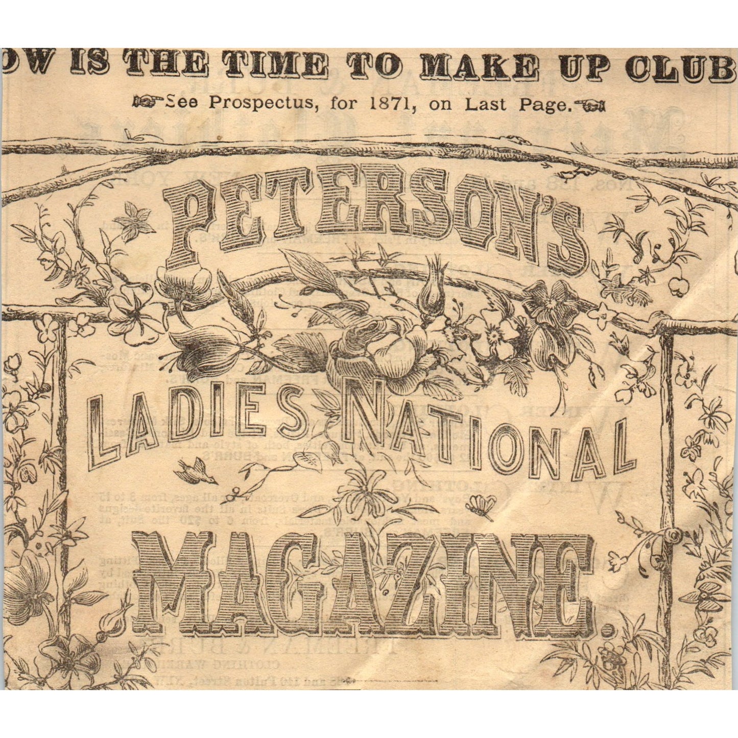 1870s Peterson's Magazine Ad - Freeman & Burr Clothiers Fulton Street NY AK3-6