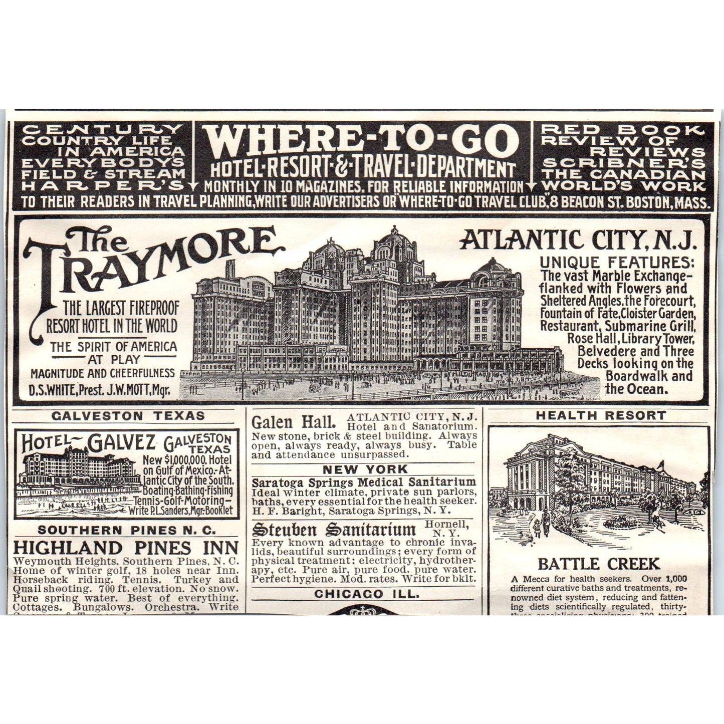 c1920 Harper's Magazine Ad - Old Dominion Line Steamer Sea Trip J.J. Brown EA3