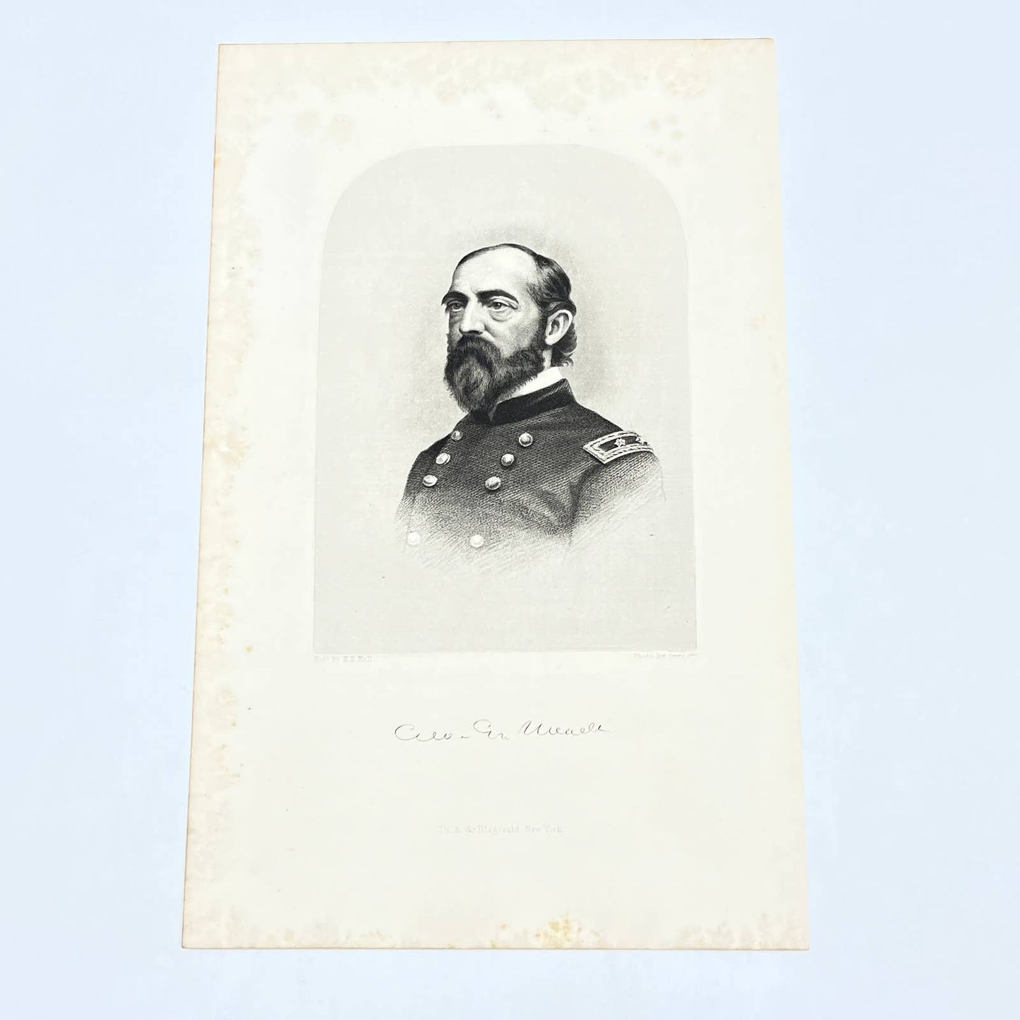 1867 Original Steel Art Engraving - Union General George Meade 9x5" AC3-4