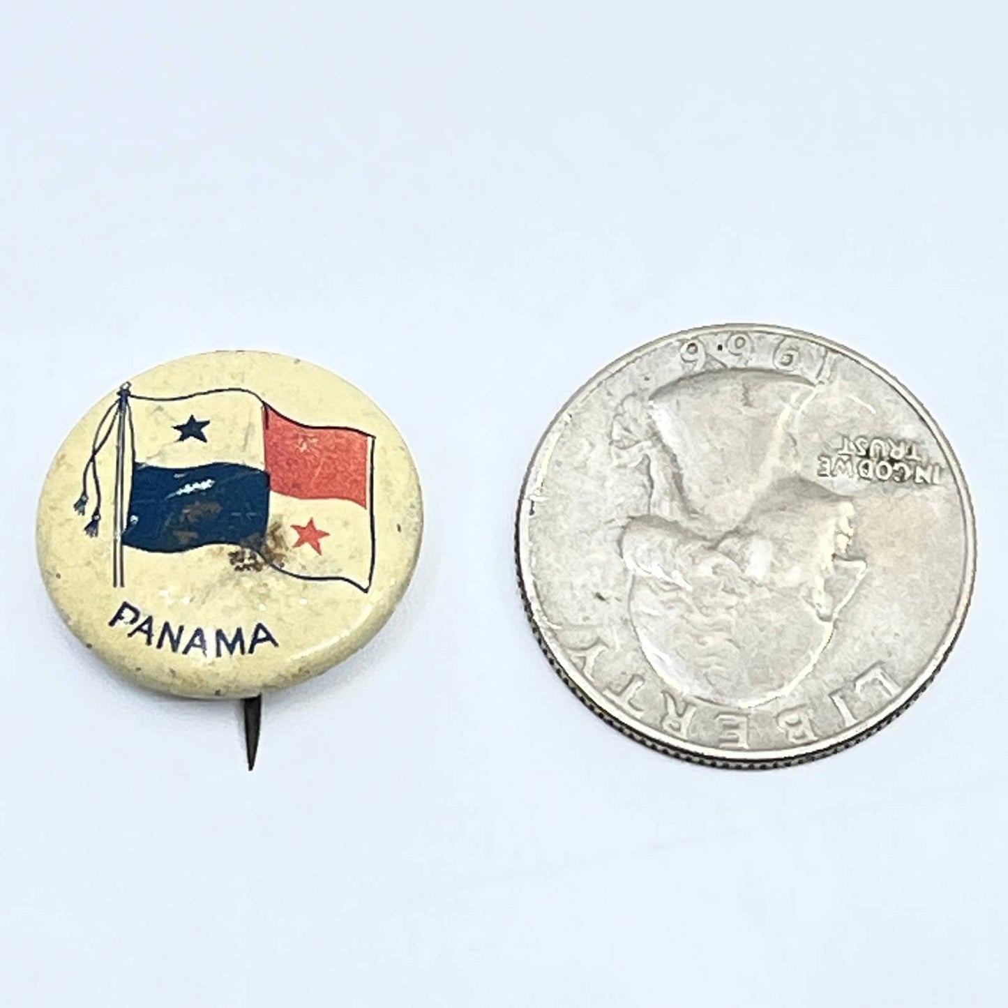 Vintage Metal Pinback Panama Panamanian Flag Celluloid Pinback Button SE1