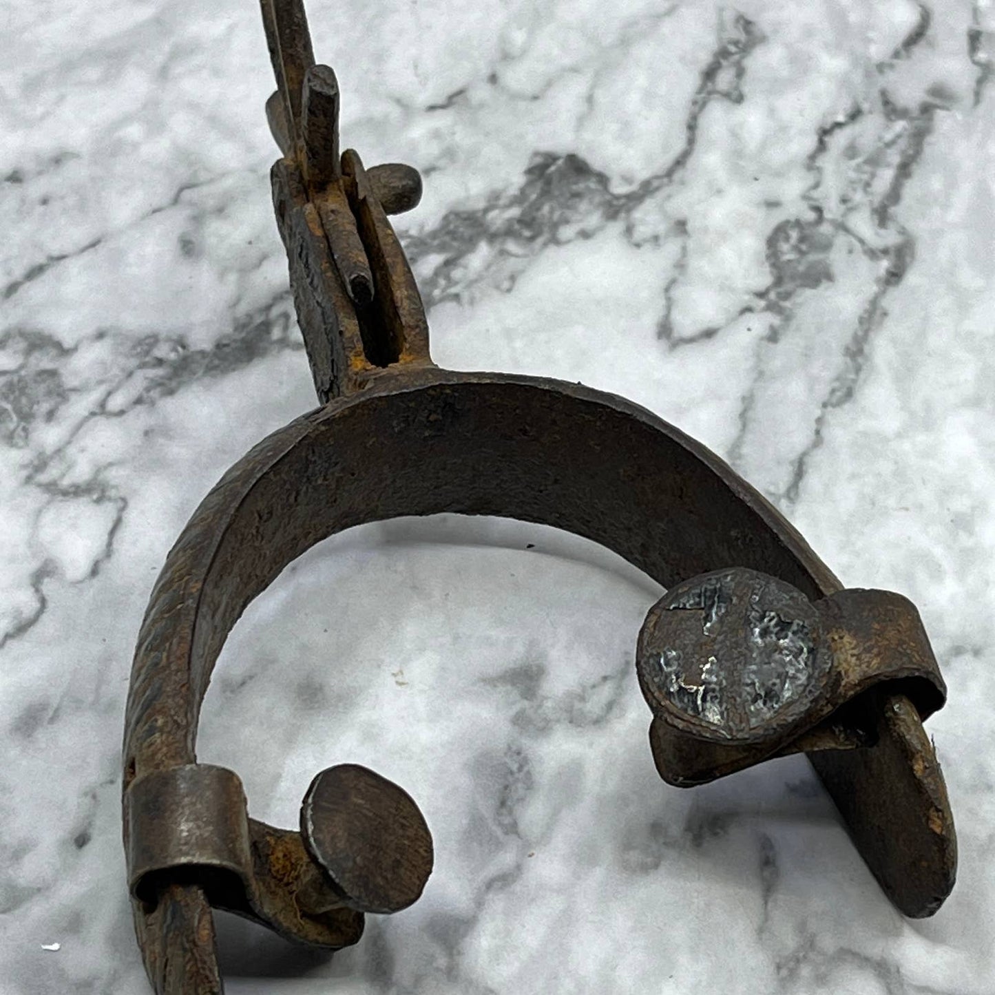 1700s Spanish Colonial Mexican Single Western Spur 8pt Rowel Silver Inlay TJ8