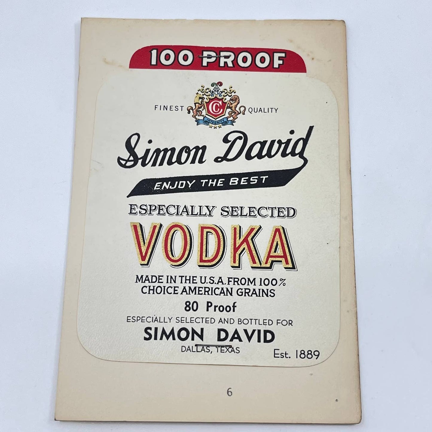 Simon David Vodka Label Dallas Texas
