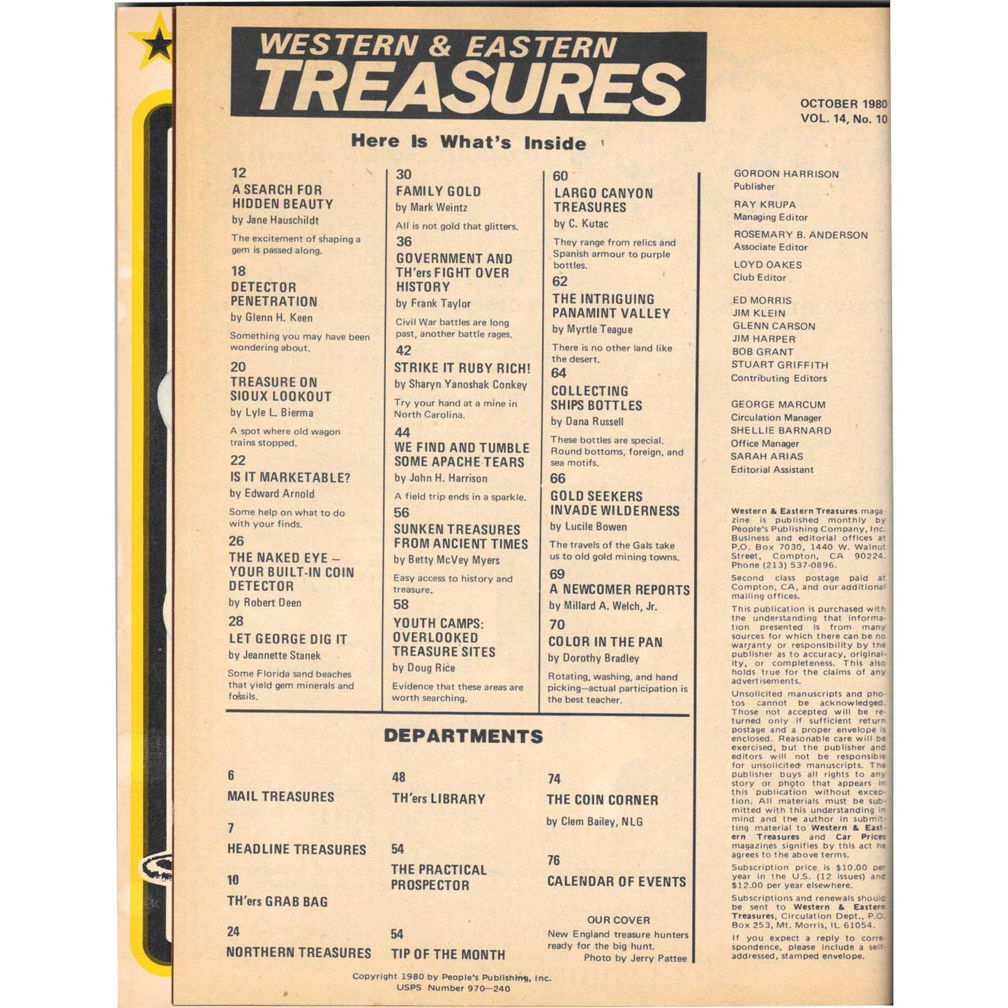 Western & Eastern Treasures Magazine Mines, Buried, Metal Detecting Oct 1980 MB2