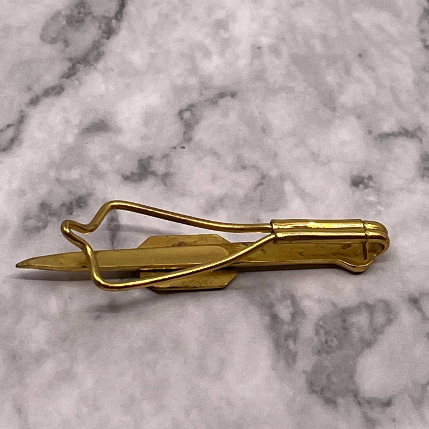 VTG ODDFELLOWS FLT Fraternity Gold Tone Classic Tie Clip Bar Clasp SA2