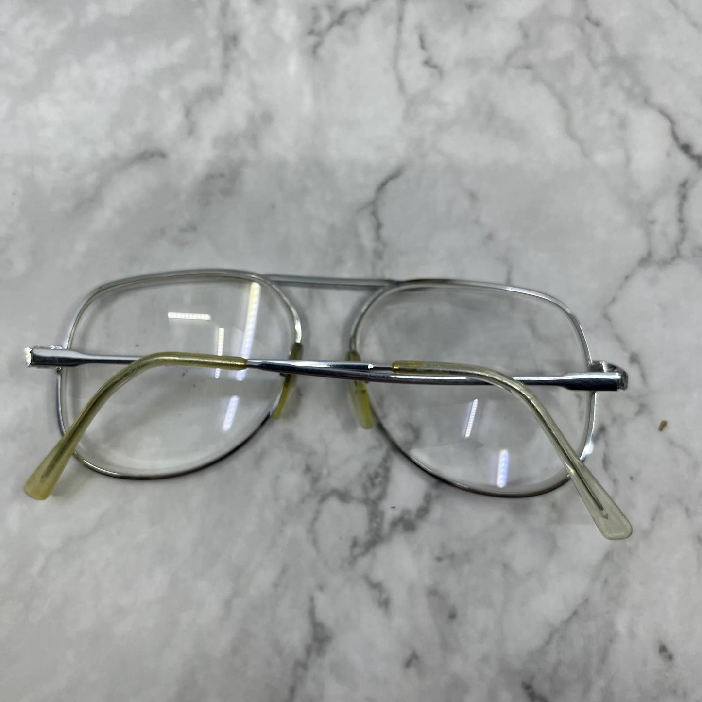Vintage Silver Tone Aviator Glasses Frames Italian Retro Mod Eyewear TD1-3