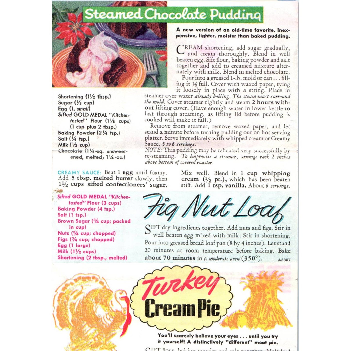 1941 WWII Betty Crocker Recipe Leaflet - Military Christmas Cookies SE4