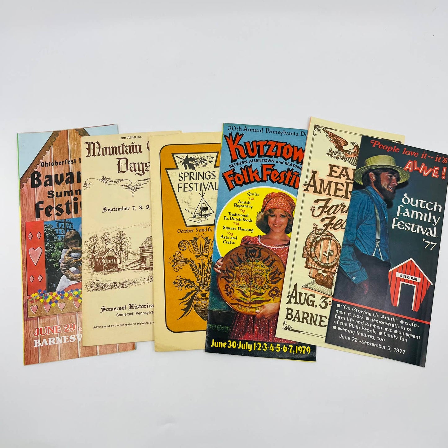 1970s Lot of 6 Pennsylvania Tourist Festival Brochures Flyers SC1