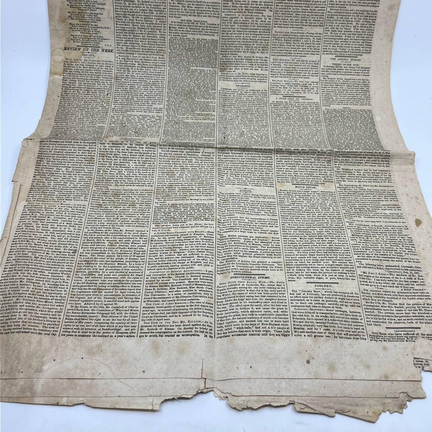 1857 Feb 21 Original New York Tribune - Death of W.C. Redfield FL4