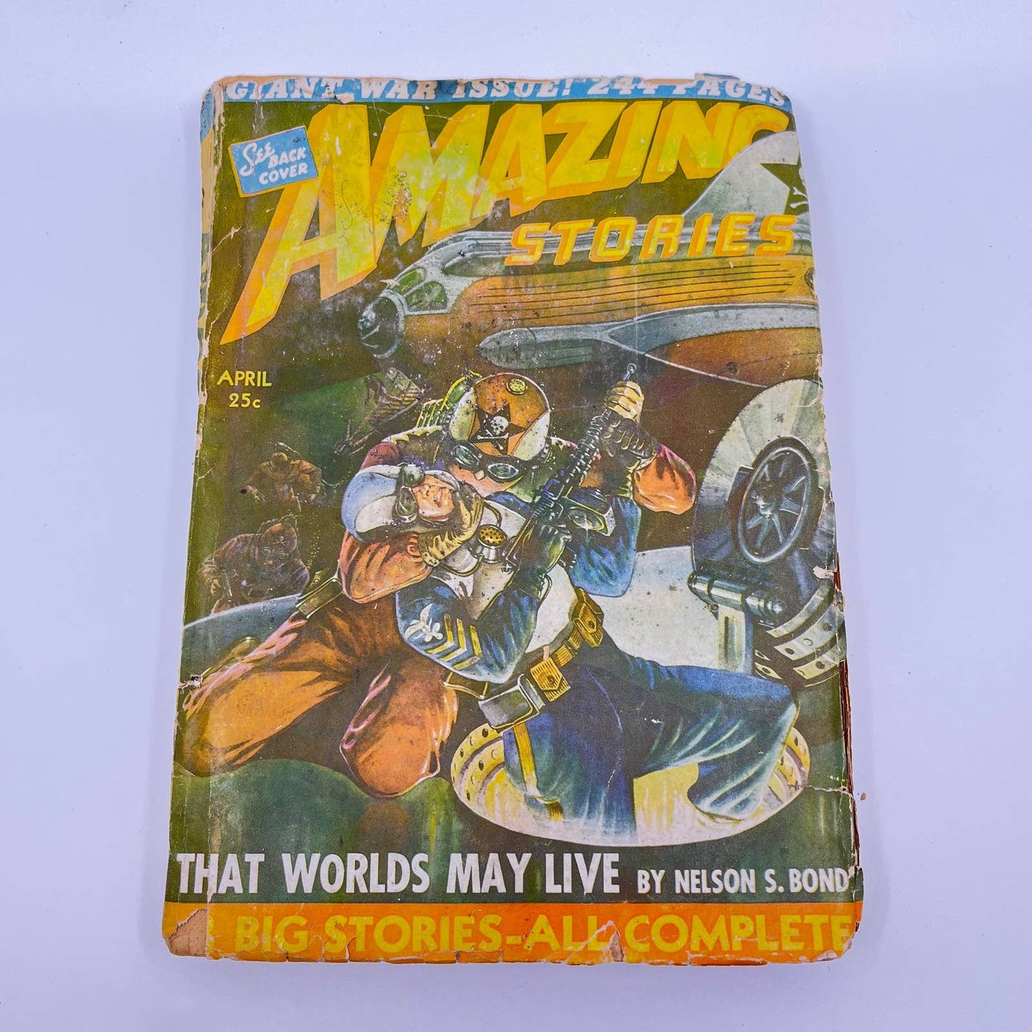 1943 WWII Amazing Stories Pulp Science Fiction April That Worlds May Live TA3