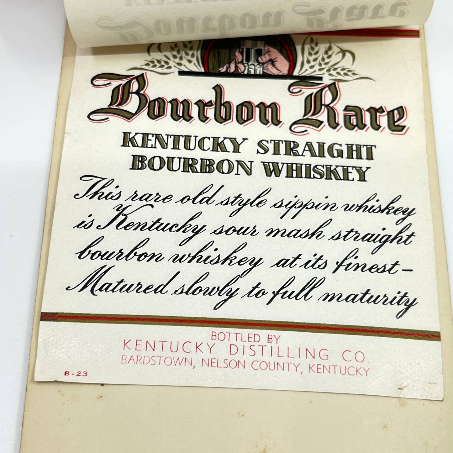 Bourbon Rare Bourbon Whiskey Label Set of 2 Kentucky Distilling Co Bardstown KY