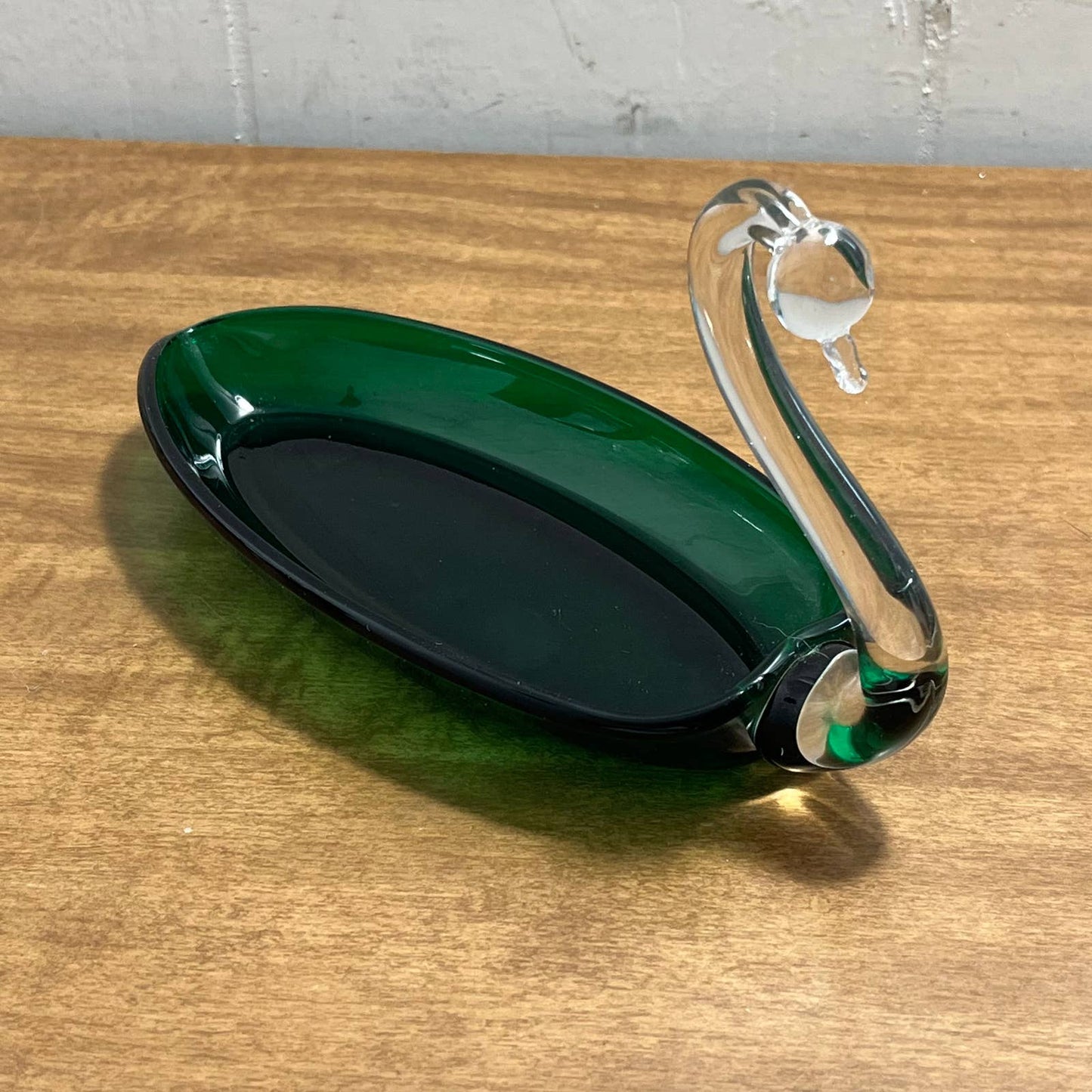 1940s Green Duncan Miller Green Art Glass Swan Cracker Serving Dish 8” TA3