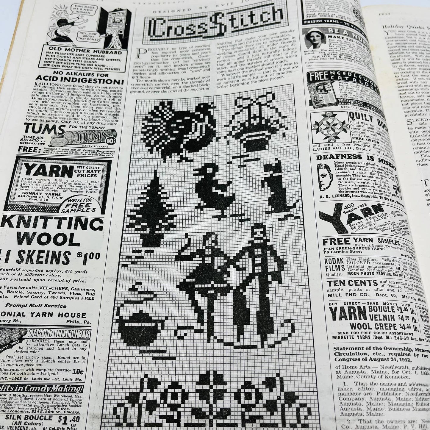 HOME ARTS NEEDLECRAFT Dec 1935 CHRISTMAS GIVING KNITTED GLOVES Cross Stitch BA4