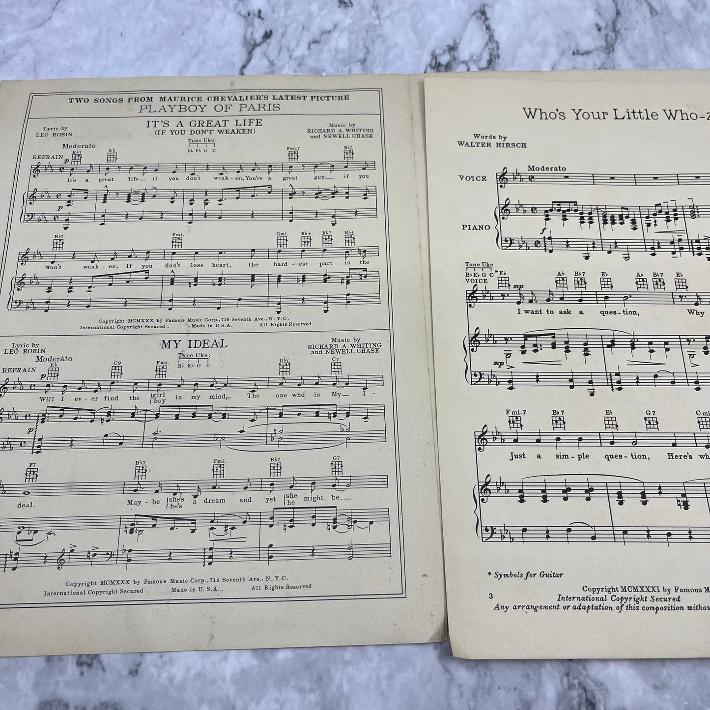 Who’s Your Little Who-Zis! (1931) Sheet Music Walter Hirsch, Ben Bernie V41-2