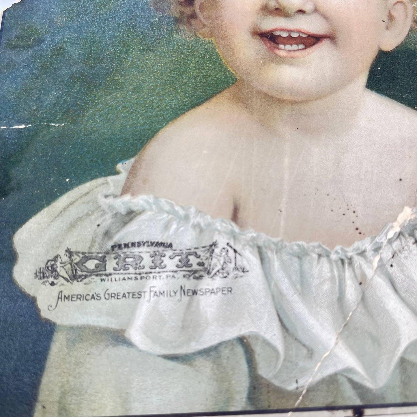 1900 Victorian Lithograph Young Girl Grit Family Newspaper Williamsport PA FL3