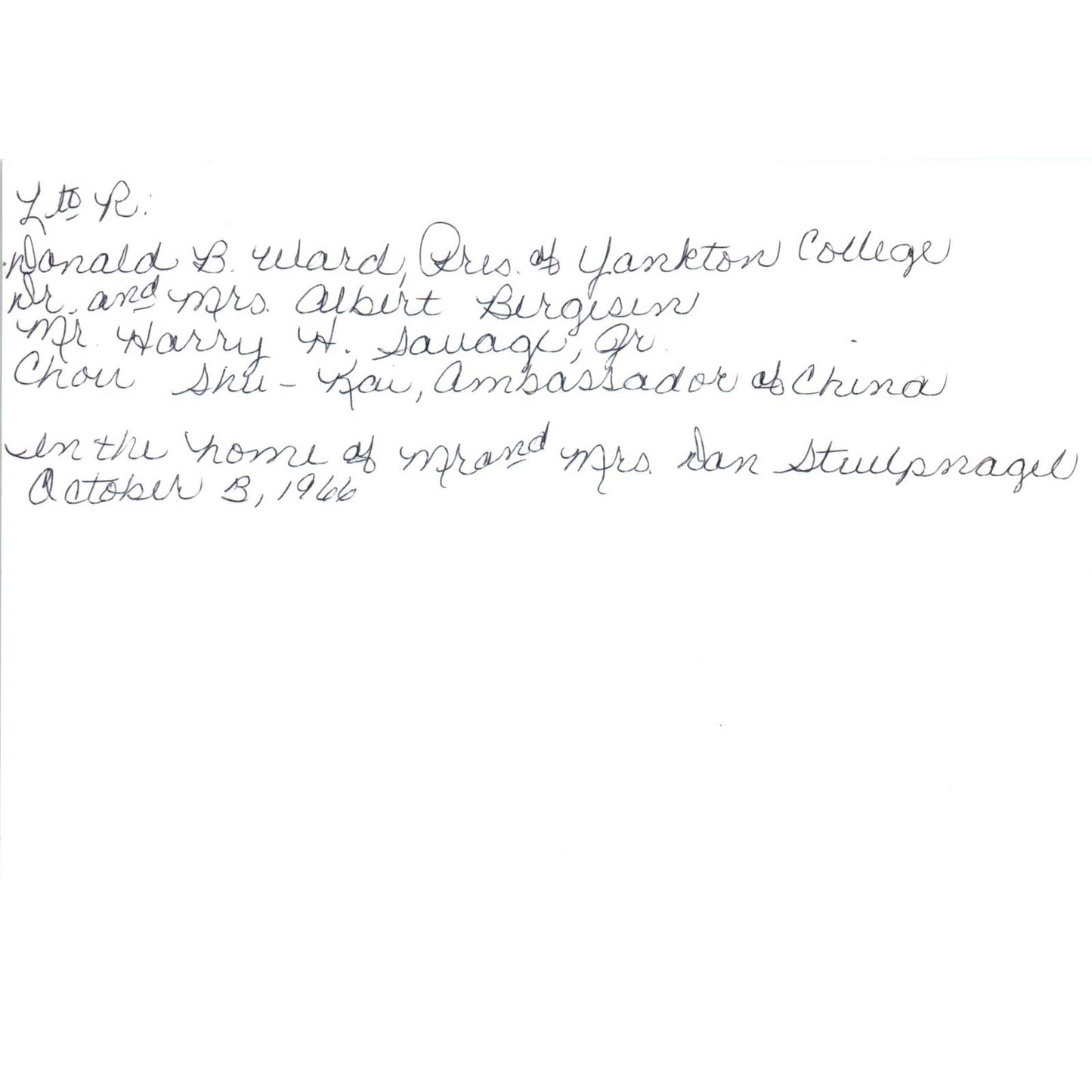 Shu-Kai Chow Chinese Ambassador Dr. Albert Bergesen 1966 Original Photo TK1-P5