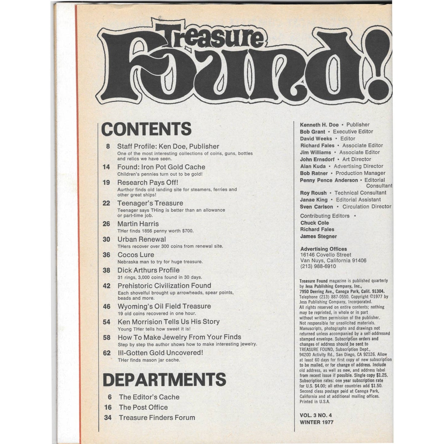 Treasure Found! Magazine - Treasure Hunting Metal Detecting Winter 1977 M3