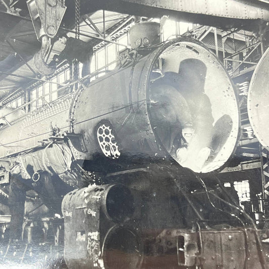 Vintage RR Railroad Photo Locomotive Being Built 8x10 AB3