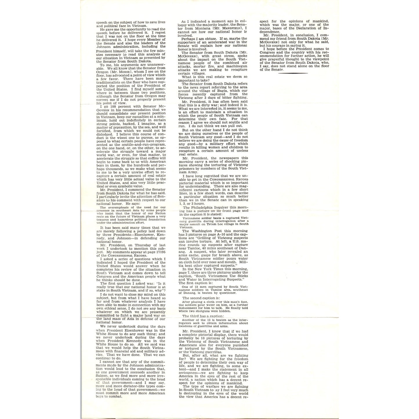 The Congressional Record Jul 27 1965 George McGovern Address on Vietnam B13