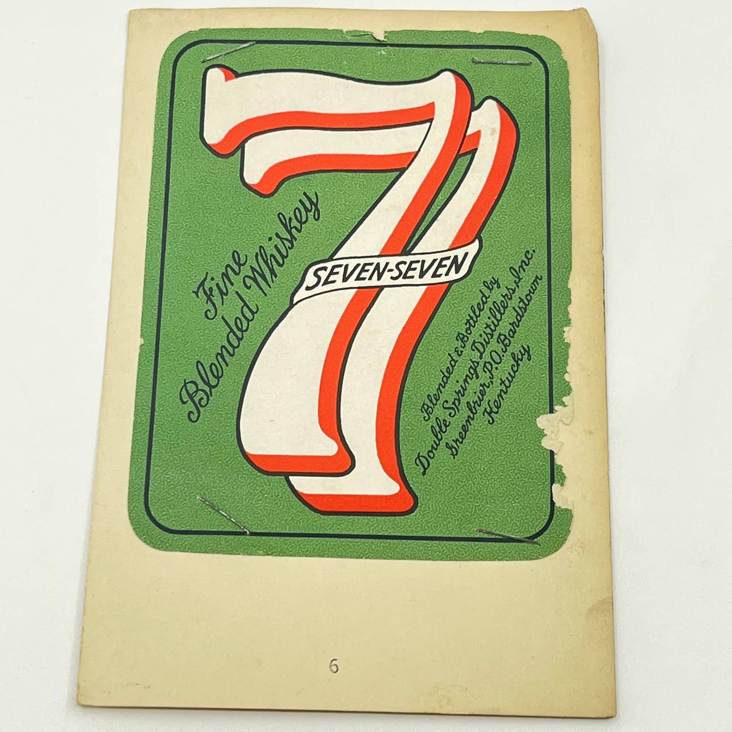 Seven-Seven 77 Whiskey Label Double Springs Distillers Greenbrier KY