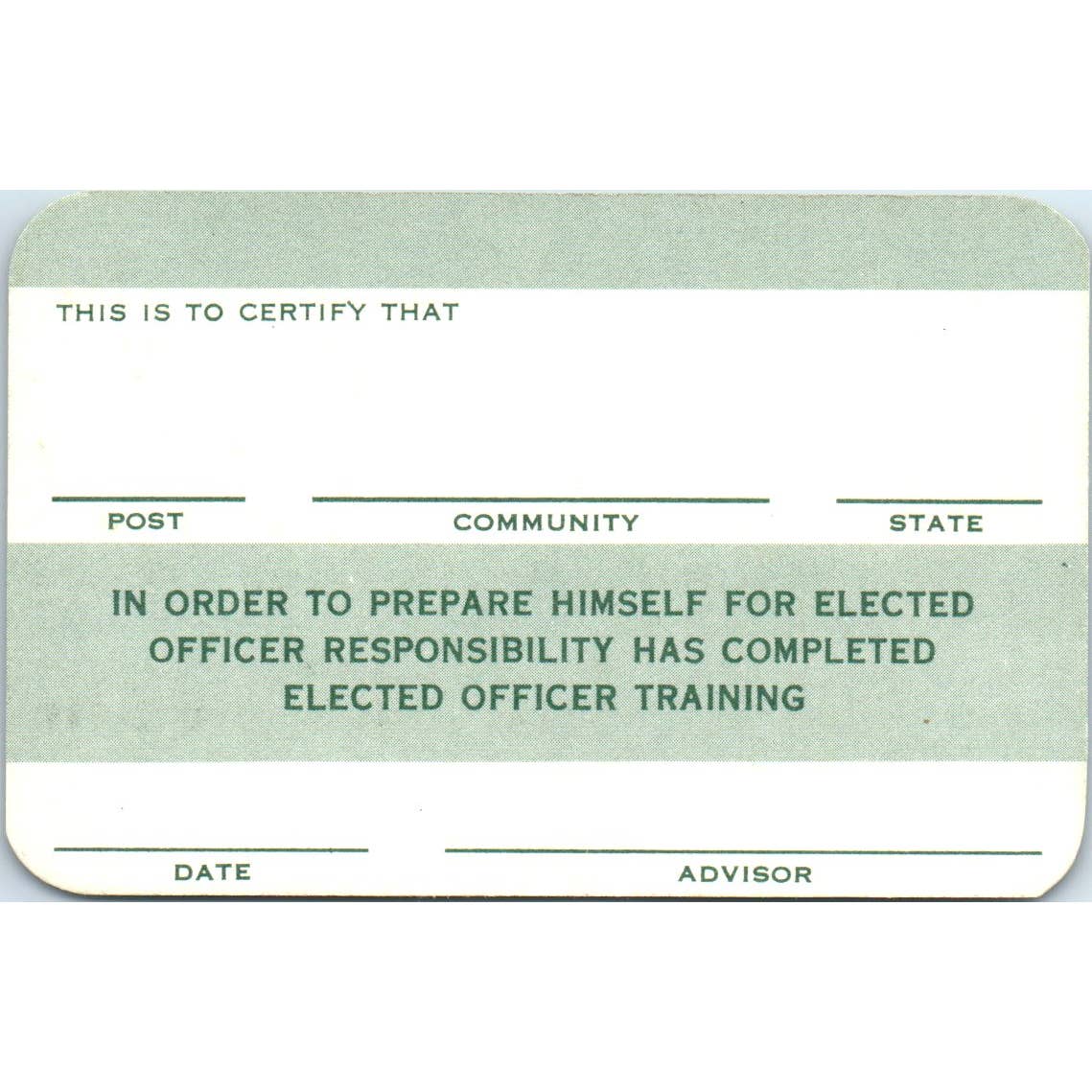 1960s Explorer Scout Officer Training Card BLANK Boy Scouts SE5