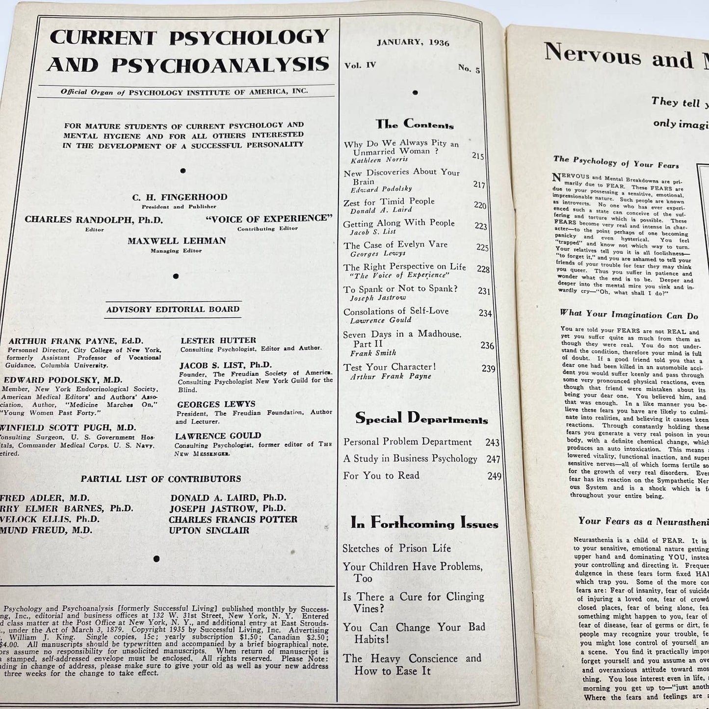 1936 January - Current Psychology and Psychoanalysis Magazine TF3