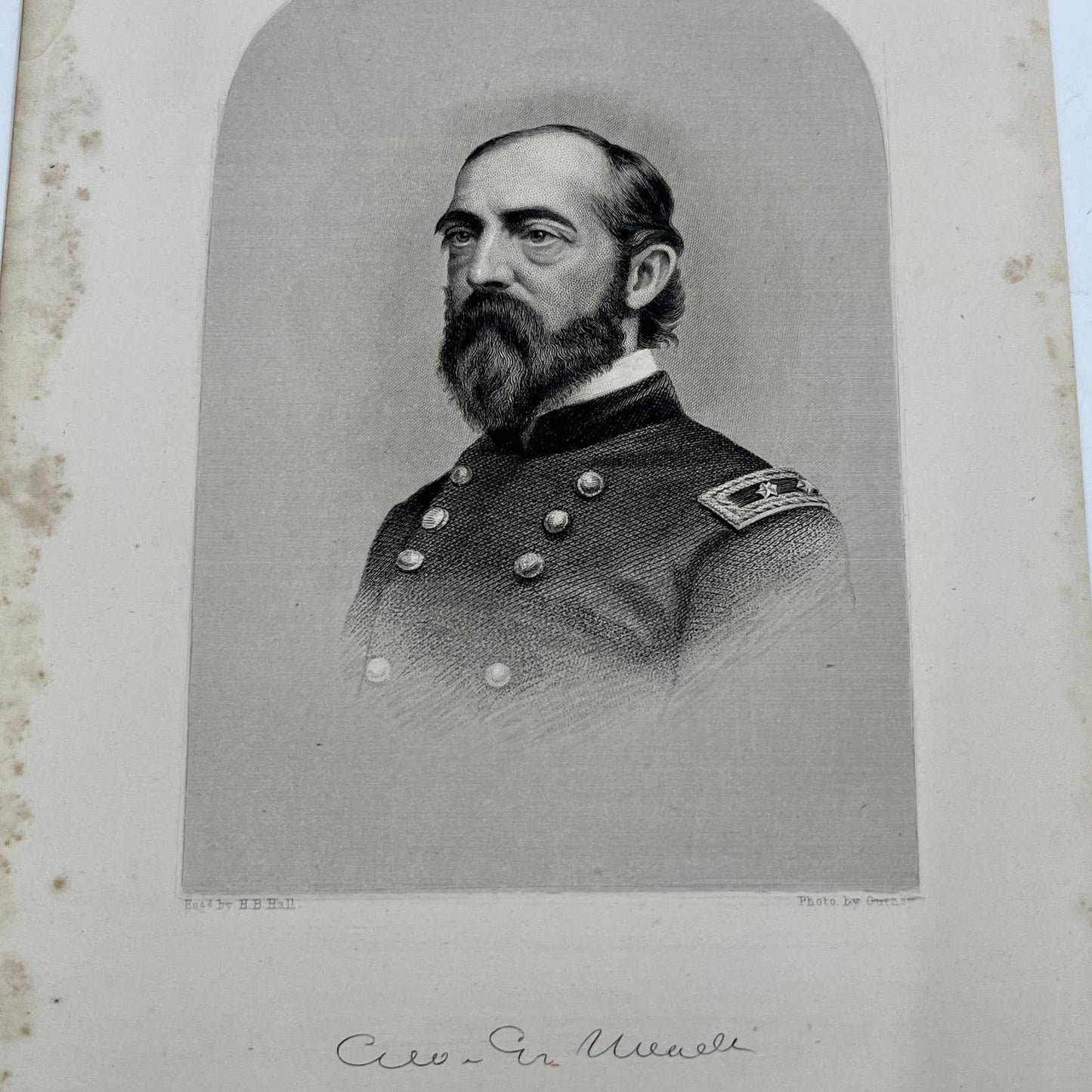 1867 Original Steel Art Engraving - Union General George Meade 9x5" AC3-4