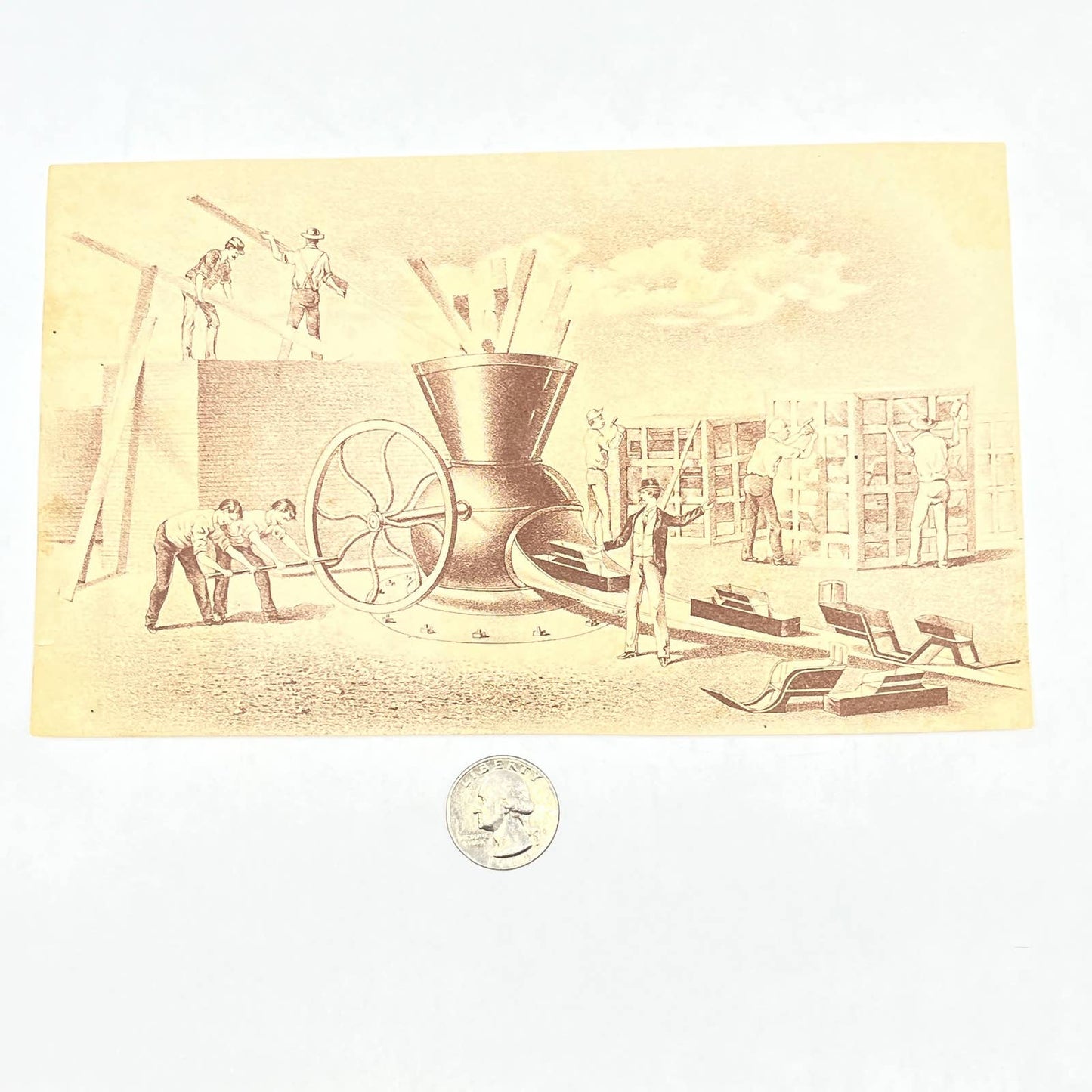 c1880 Wood Working Furniture Machine Lithograph 5x8 AB8