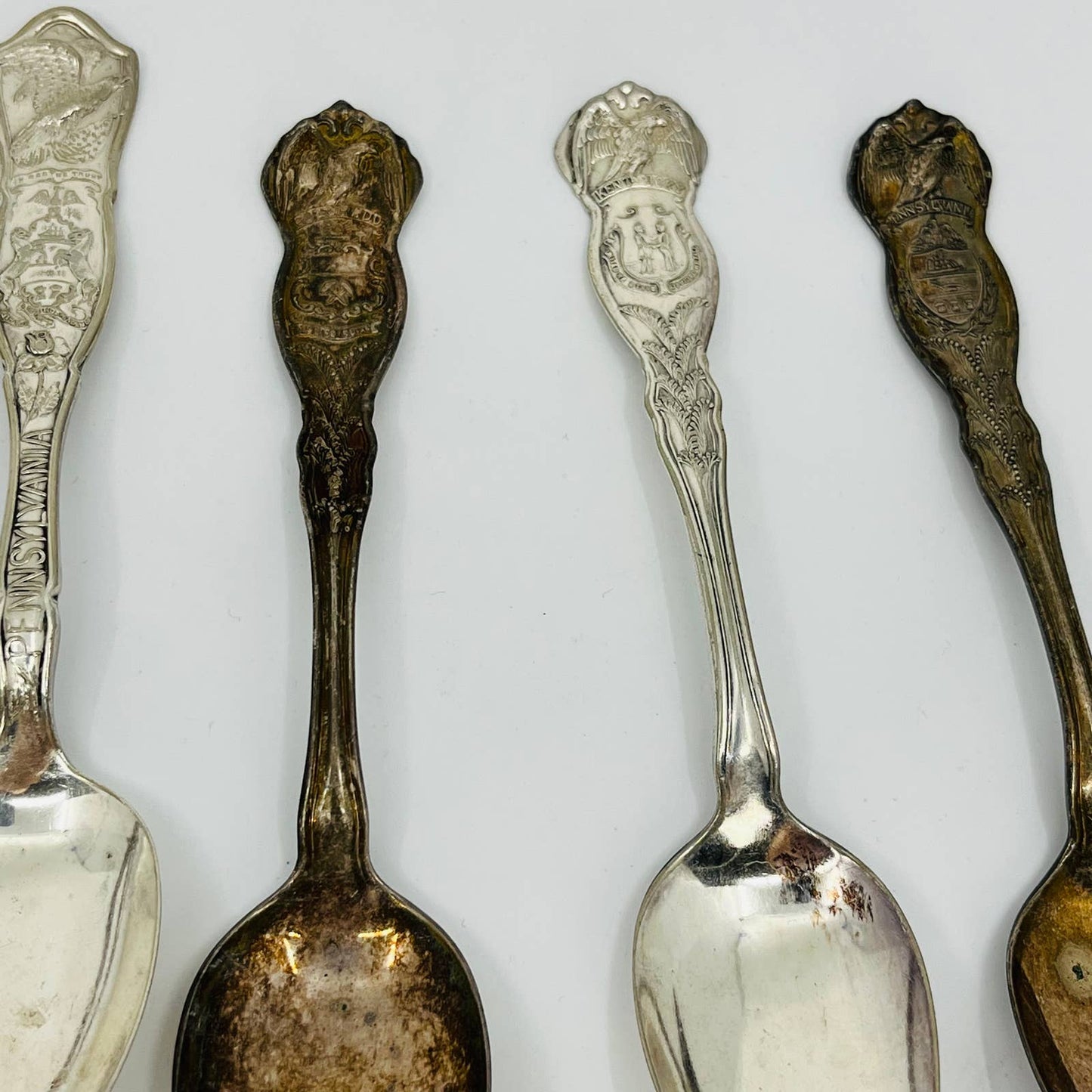 Antique WM Rogers State Souvenir Spoons Eagle Silver Plate Lot of 19 TD2