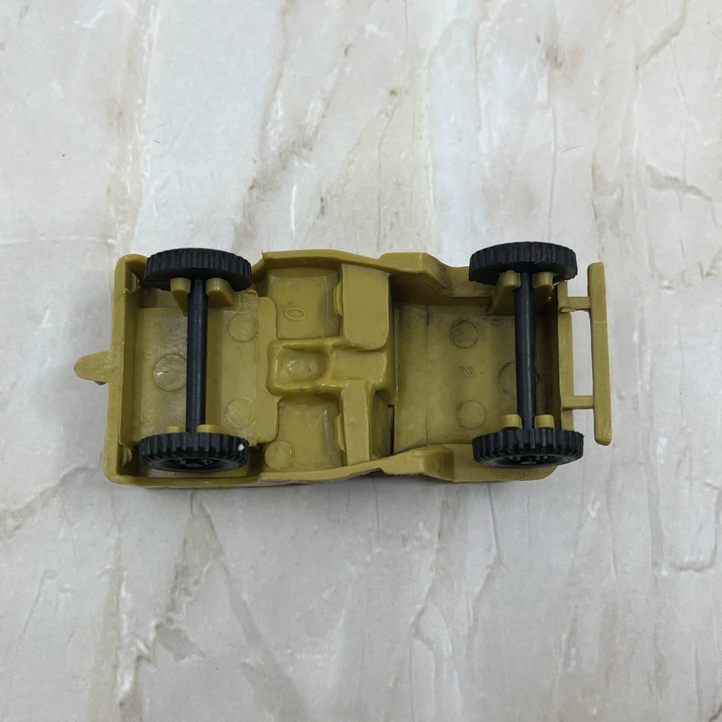 Vintage Army Jeep w/ Trailer Hitch - Olive Tan Plastic - 3.25 inch TC5-S2