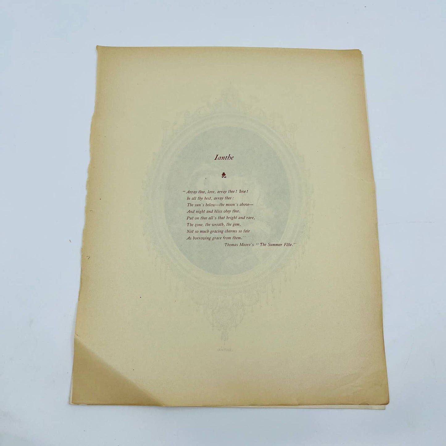 1880s Victorian Art Print Engraving Thomas Moore The Summer Fête IANTHE
