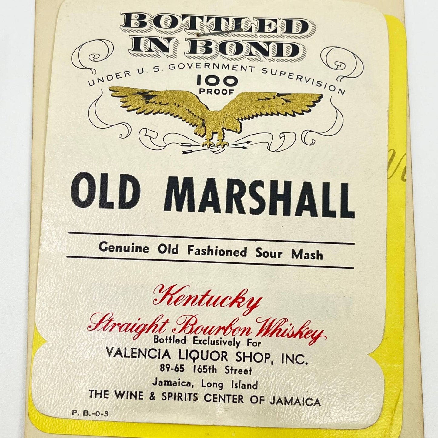 Old Marshall Whiskey Label Set of 2 Valencia Liquor Shop Jamaica Long Island NY