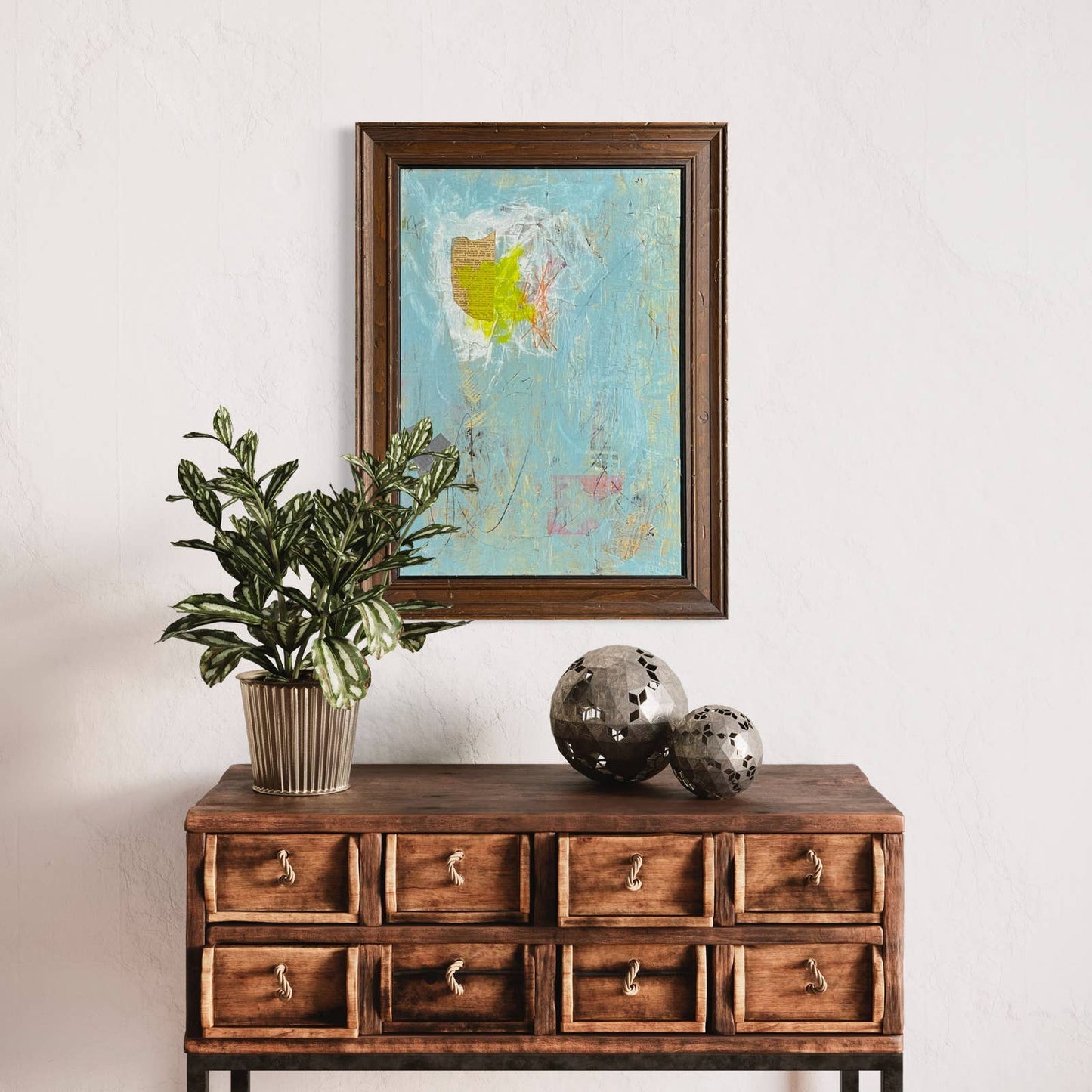 Original Framed Mixed Media Abstract Art Painting 18x24 “Slow Bleed” With COA