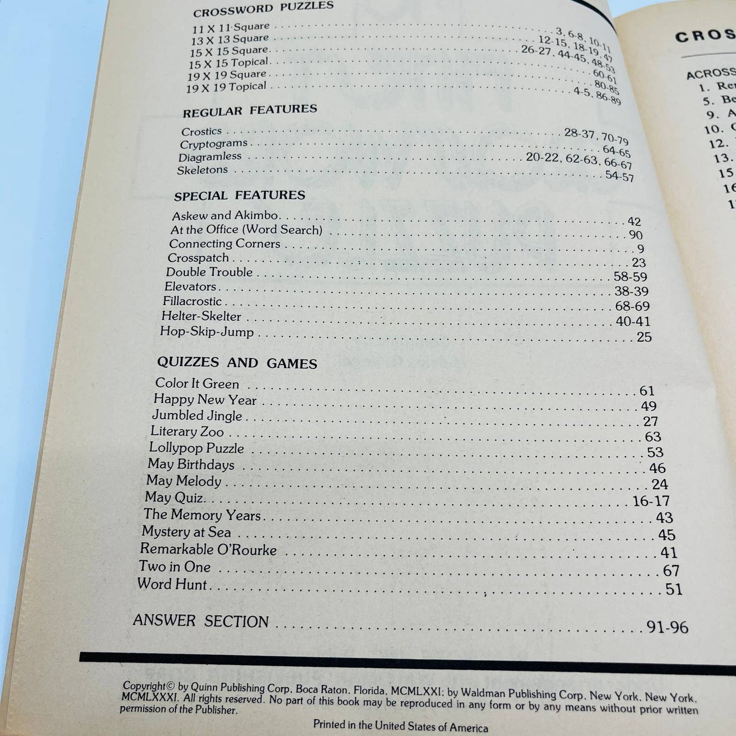 1981 NOS Finest Crossword Puzzles Book No. 10 UNUSED BA4