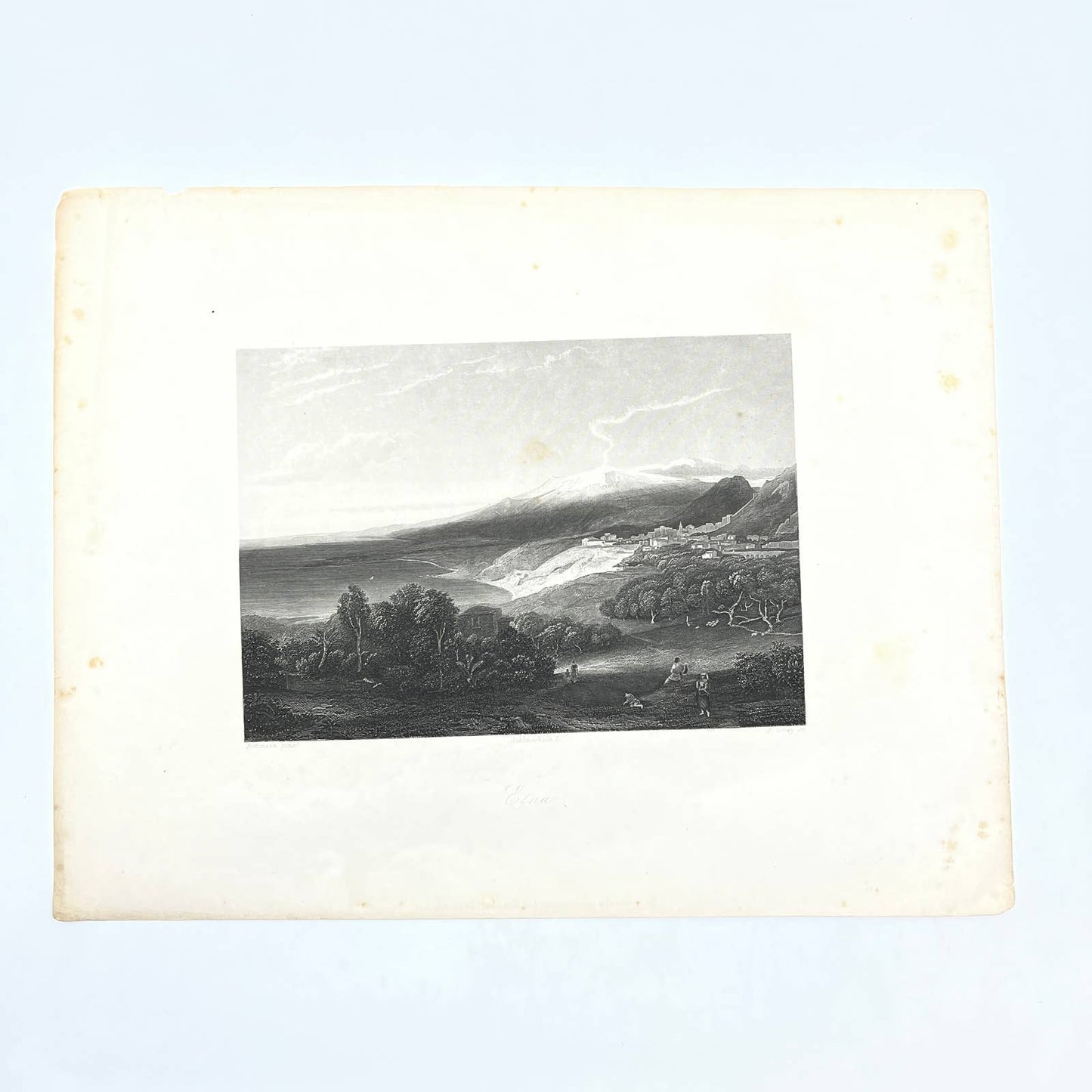 1864 Original Steel Art Engraving - Mt. Etna Rottmann 8.5x11" AC3