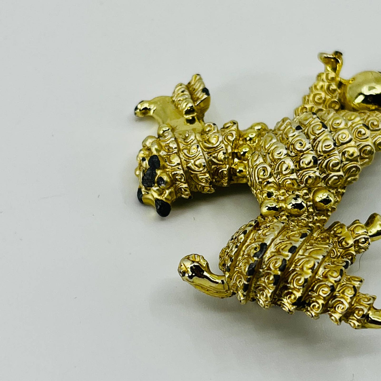 Vintage MCM Miniature Poodle Dog Brooch Gold Tone SA6