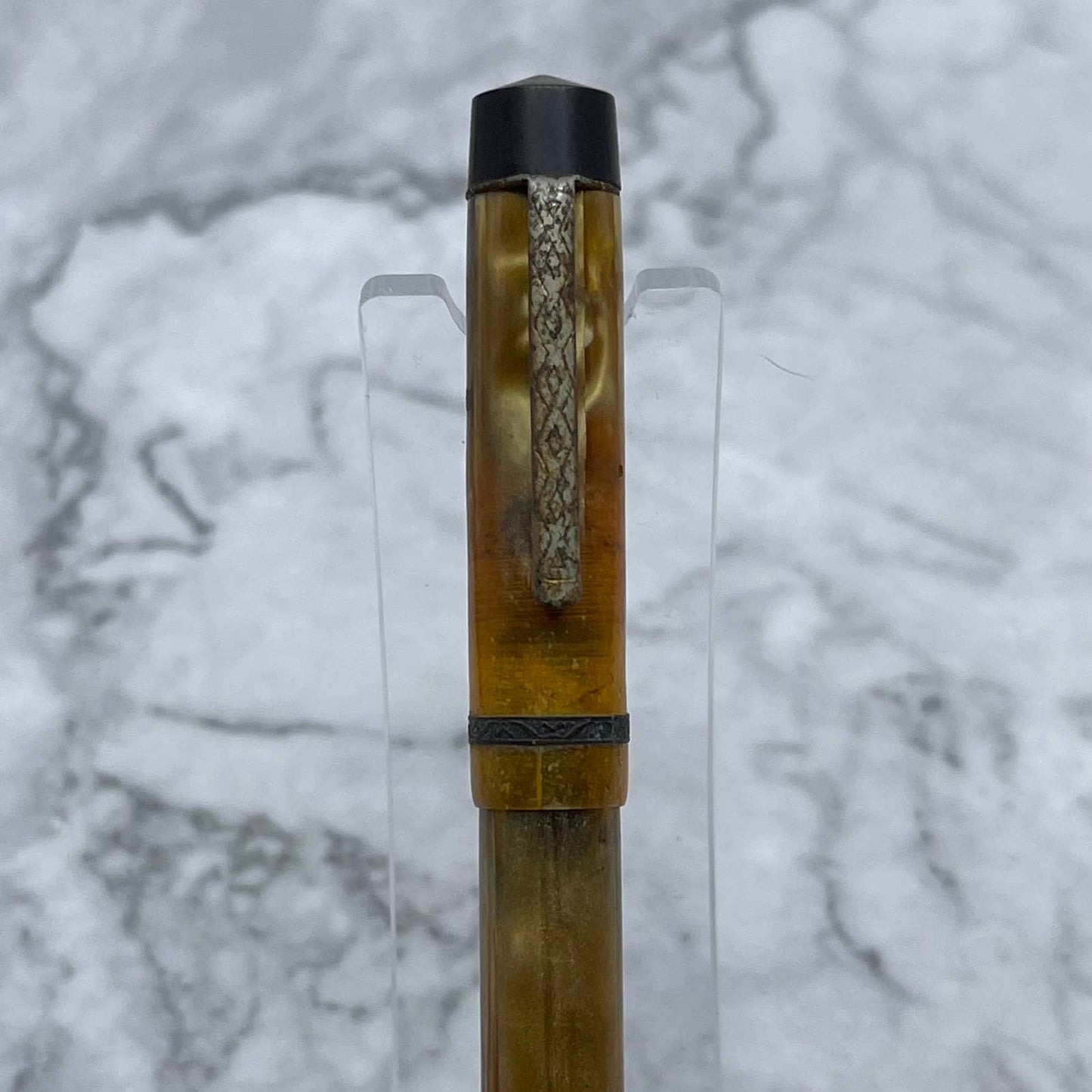 Vintage ELITA Marbleized ORANGE Celluloid Fountain Pen SE6