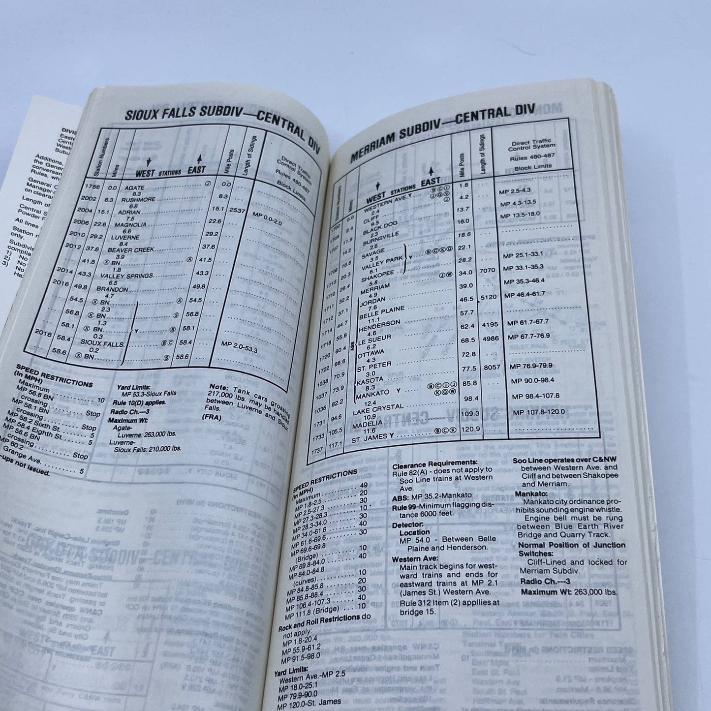 1988 Chicago & Northwestern Railroad Employee Timetable No. 9 TG6