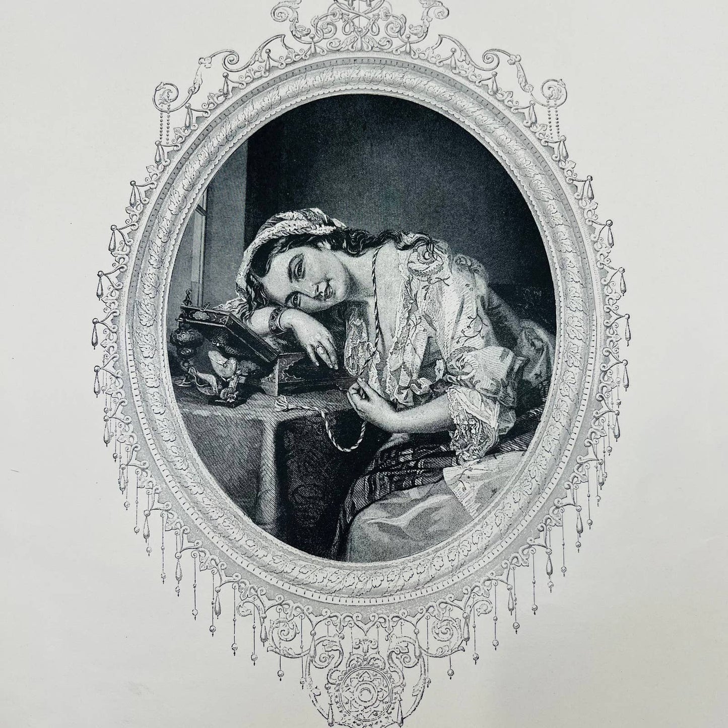 1880s Victorian Art Print Engraving Thomas Moore The Summer Fête IANTHE