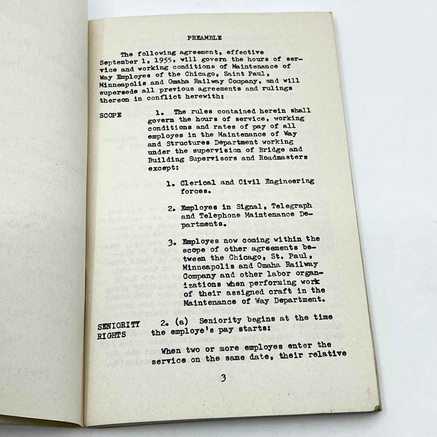 1955 Chicago Northwestern RR Agreement Brotherhood Maintenance Way Employees TE3