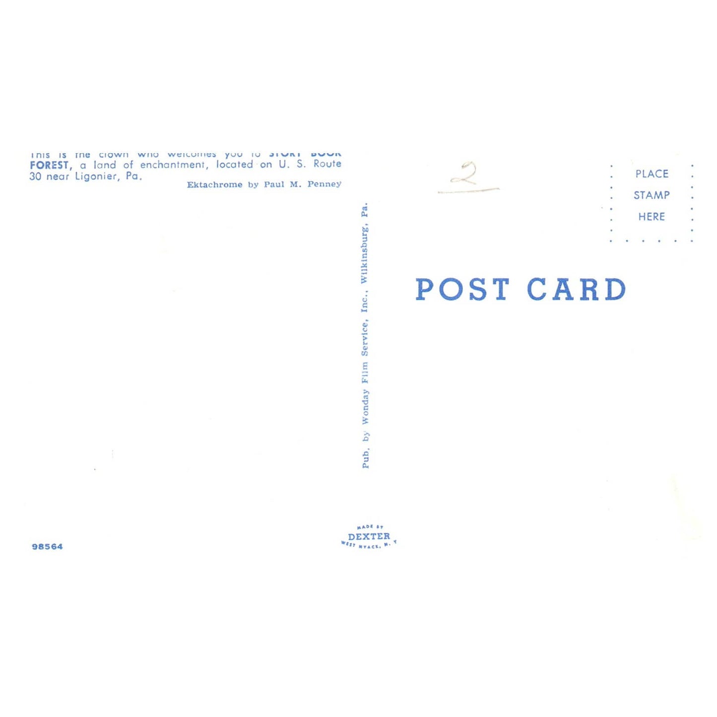 Story Book Forest Welcome Clown Ligonier Pennsylvania - Postcard TJ8-2