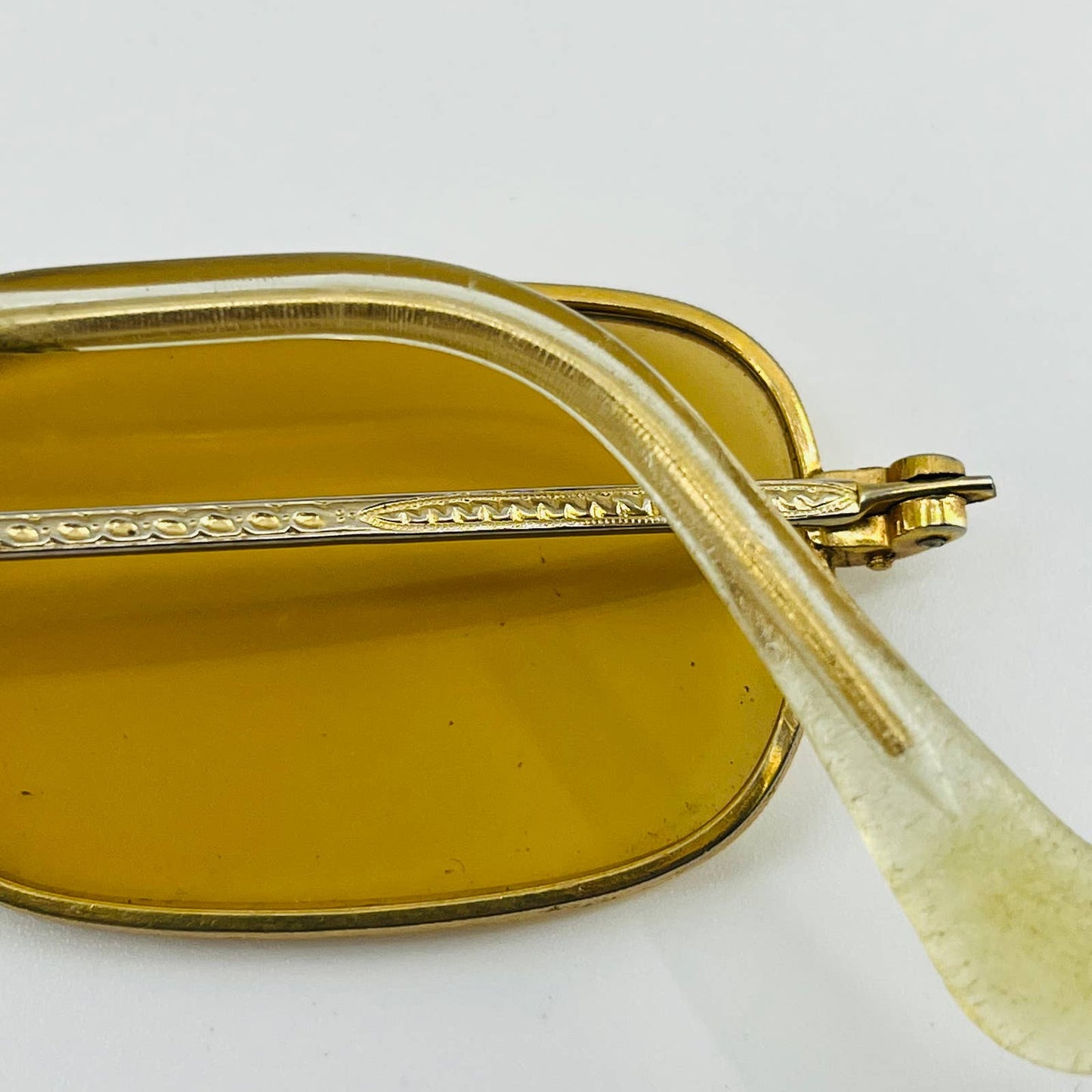 Vintage Art Deco GF Gold Filled Rectangle Frame Etched Tinted Eyeglasses