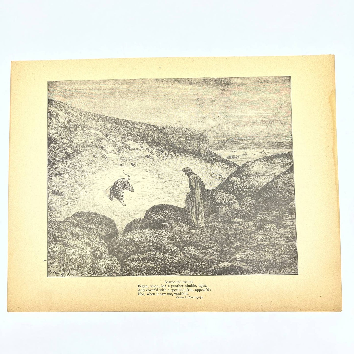 Original 1880s Gustave Dore Engraving Divine Comedy - Scarce the ascent FL4